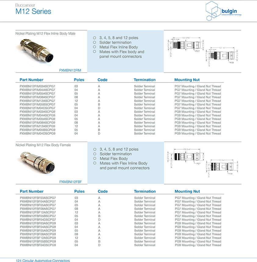 M12-T-coding-母直头金属装配式圆形连接器选型