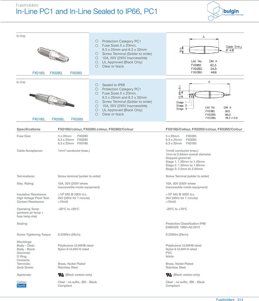 FX0180 IP66螺旋式端接保险丝座型号