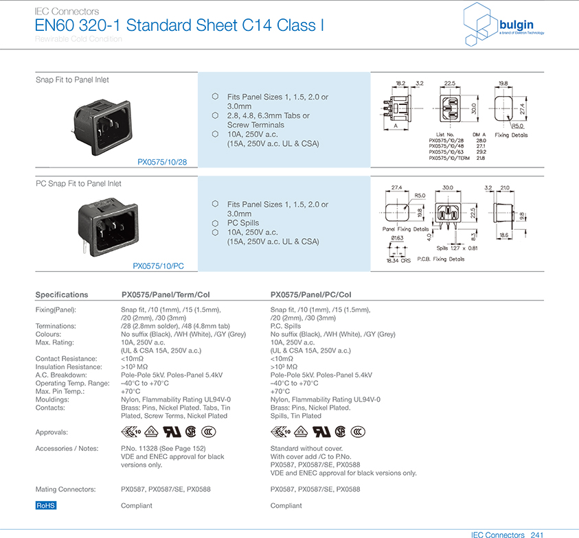 PX0575系列扣合面板安装插座选型