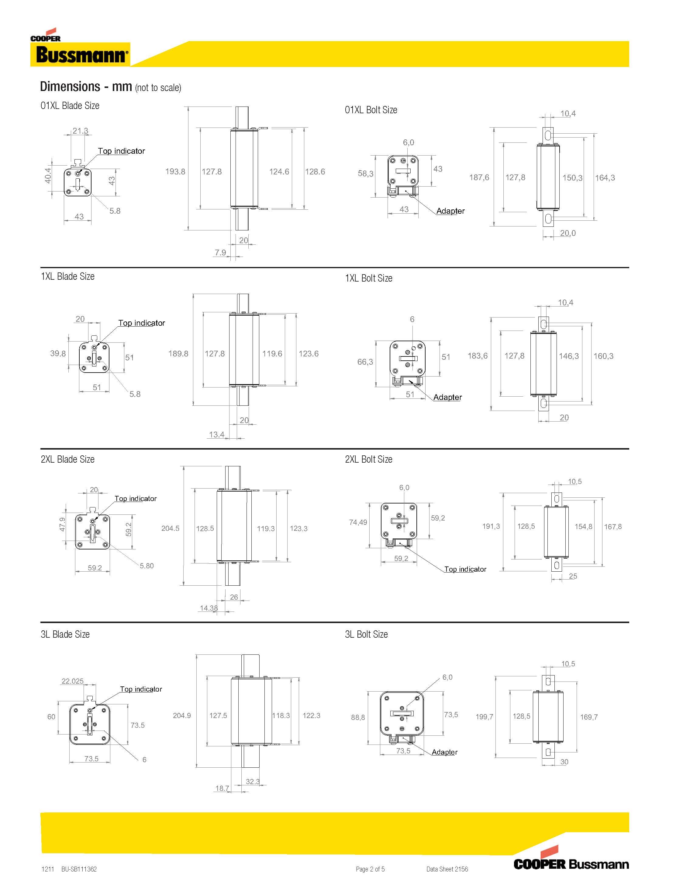 PV光伏熔断器 XL系列 产品尺寸图