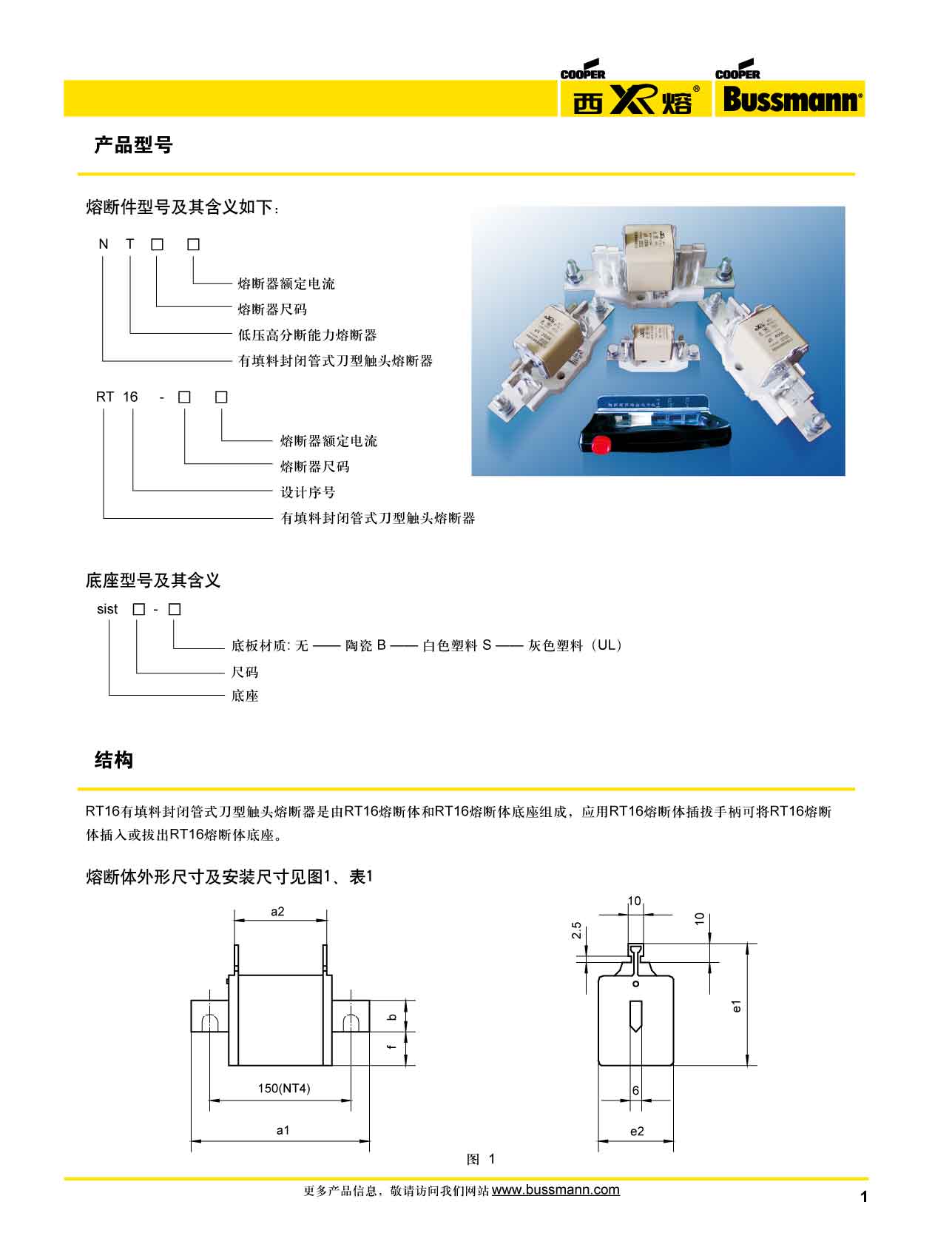 西熔RT-16系列刀型熔断器 命名规则