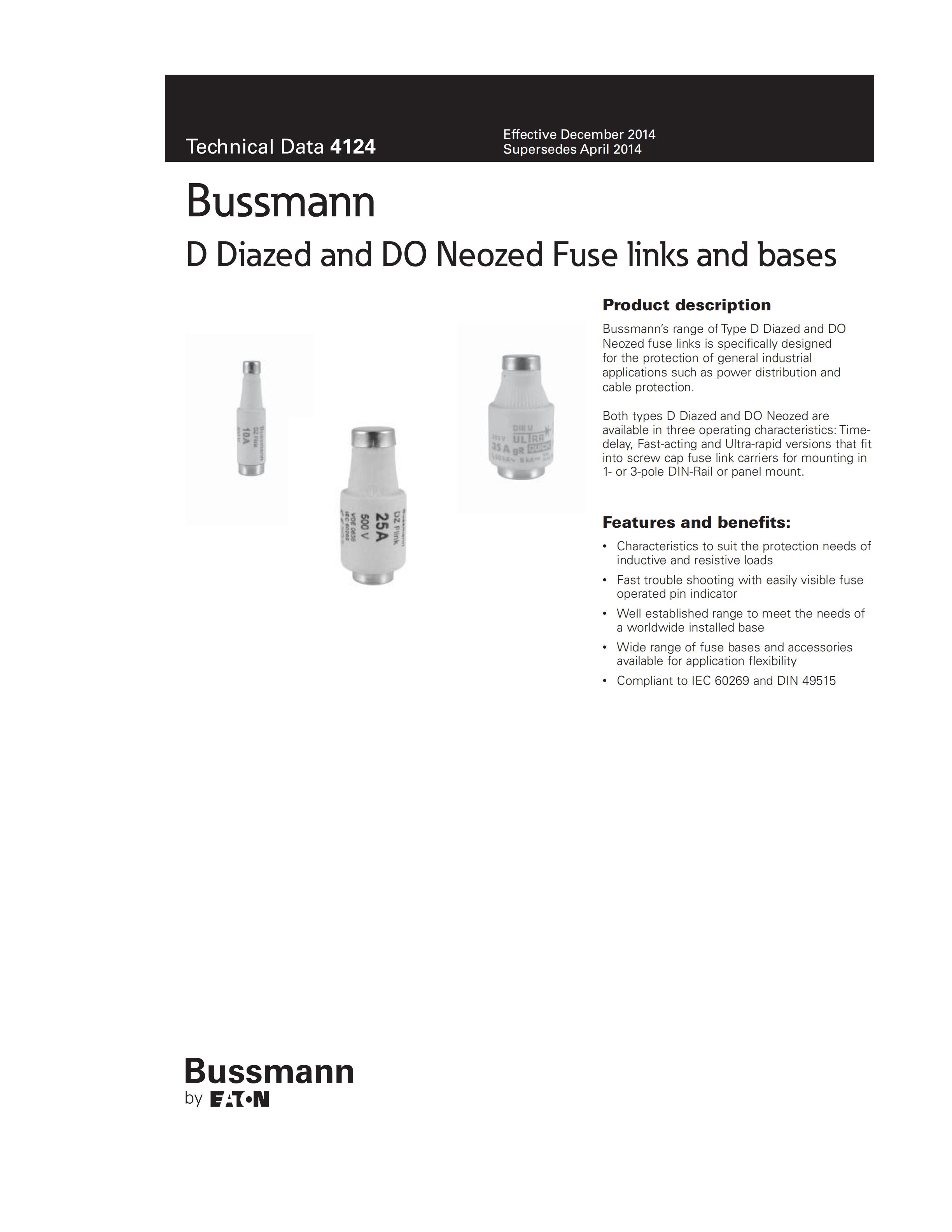 BUSSMANN D型酒瓶是熔断器